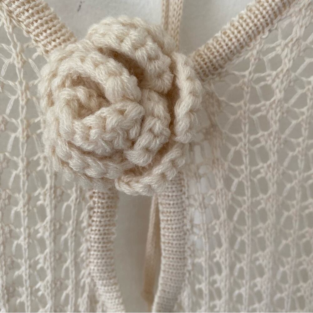 Cream Crochet Long Sheer Swimsuit Brach Coverup Dress size medium - Picture 6 of 6